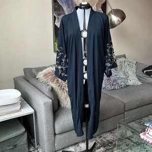 Floreat Navy Blue Embroidered and beaded Kimono